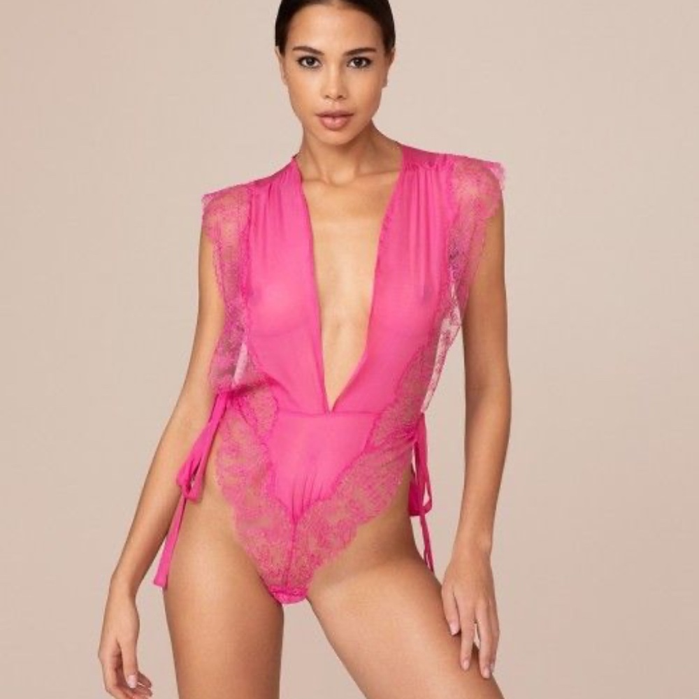 Agent Provocateur Willa Pink Teddy Bodysuit NWT